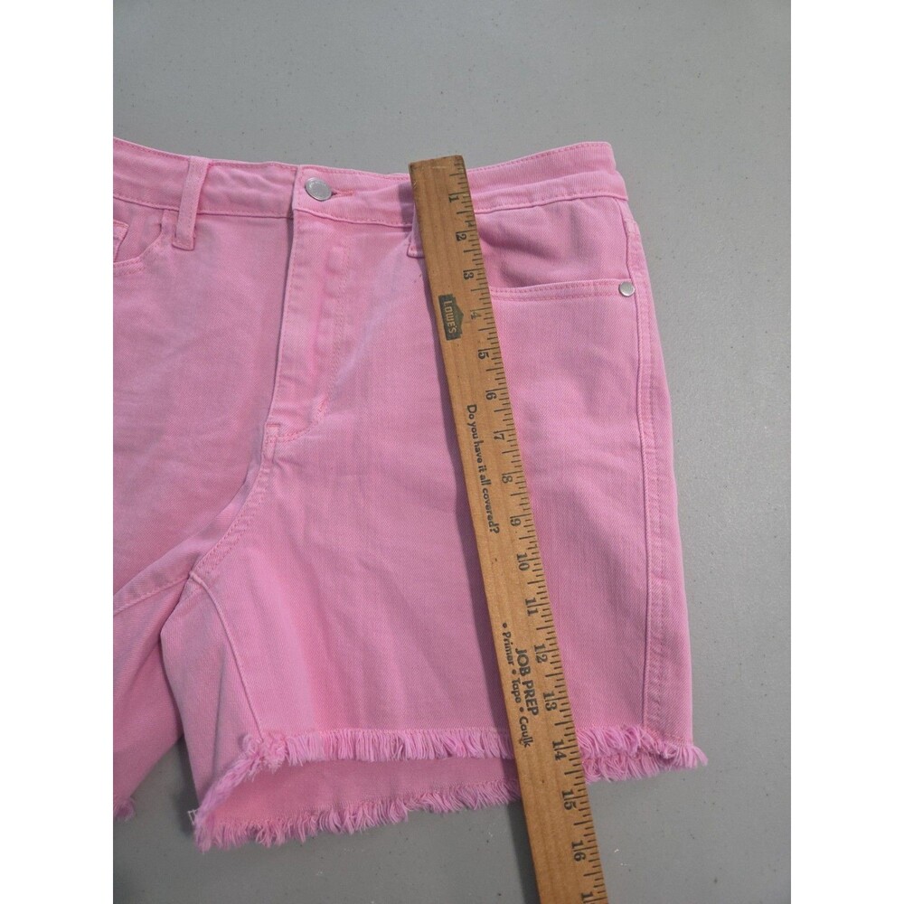 Judy Blue Mid Rise Garment Dyed pink Frayed Hem Shorts - Picture 3 of 6
